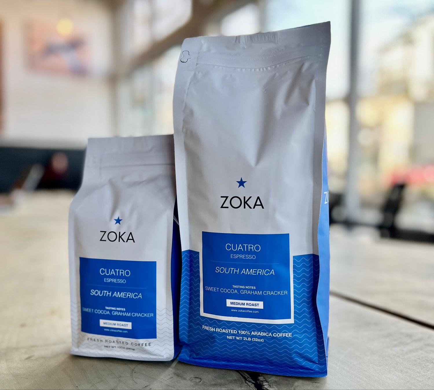 Zoka Coffees on a table