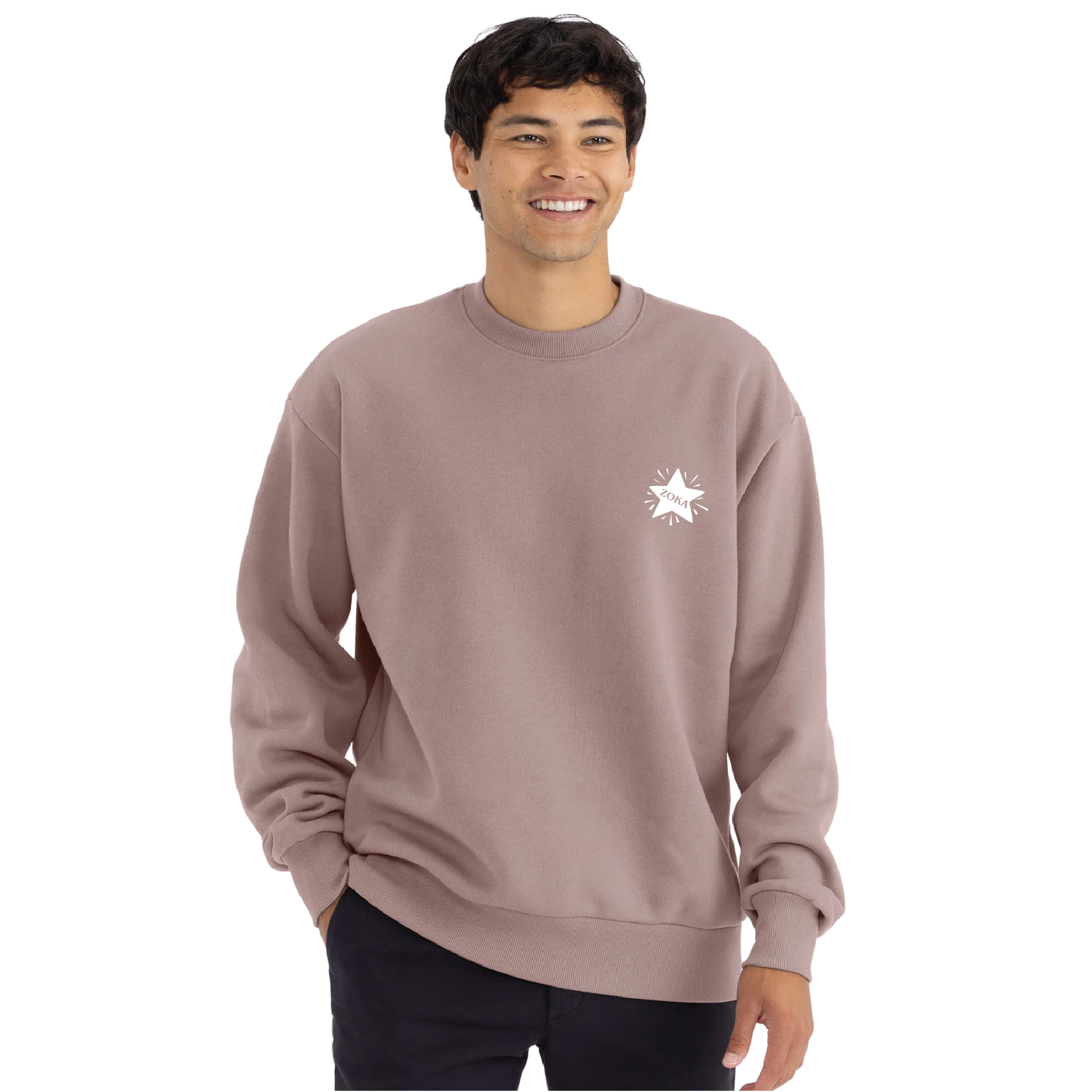 Half Human Half Coffee Crewneck, Haze Purple – Zoka Coffee Half Human Half Coffee Crewneck, Haze Purple – Zoka Coffee